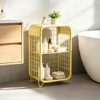 HaiNova 3-Tier Metal Wire Nightstand ,Kids End Table with Anti-Collision Fillet Design ,Sturdy Side Table for Bedroom ,Bathroom ,Living Room & Small Spaces ,Yellow