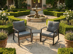 HaiNova 3 Piece Patio Rocking Chairs Set with Thick Warm Beige Cushions, Outdoor Rocking Chair Bistro Set with Chairs and Coffee Table Suitable for Garden, Backyard Porch and Balcony, Grey
