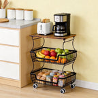 HaiNova 3-Tier Rolling Pantry Cart with Wheels and Top Shelf, Stackable Wire Snack Cart for Pantry Shelves, Kitchen Fruit, Vegetables Stand
