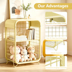 HaiNova 3-Tier Metal Wire Nightstand ,Kids End Table with Anti-Collision Fillet Design ,Sturdy Side Table for Bedroom ,Bathroom ,Living Room & Small Spaces ,Yellow