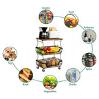 HaiNova 3-Tier Rolling Pantry Cart with Wheels and Top Shelf, Stackable Wire Snack Cart for Pantry Shelves, Kitchen Fruit, Vegetables Stand