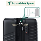 WASUHE 24" Hardside Medium Checked Expandable Luggage,Hardshell Suitcase With Divider Pockets,Four 360-Spinner Wheels,Expandable For Up to 15% More Space,With Scratch-Resistant Surface,Black