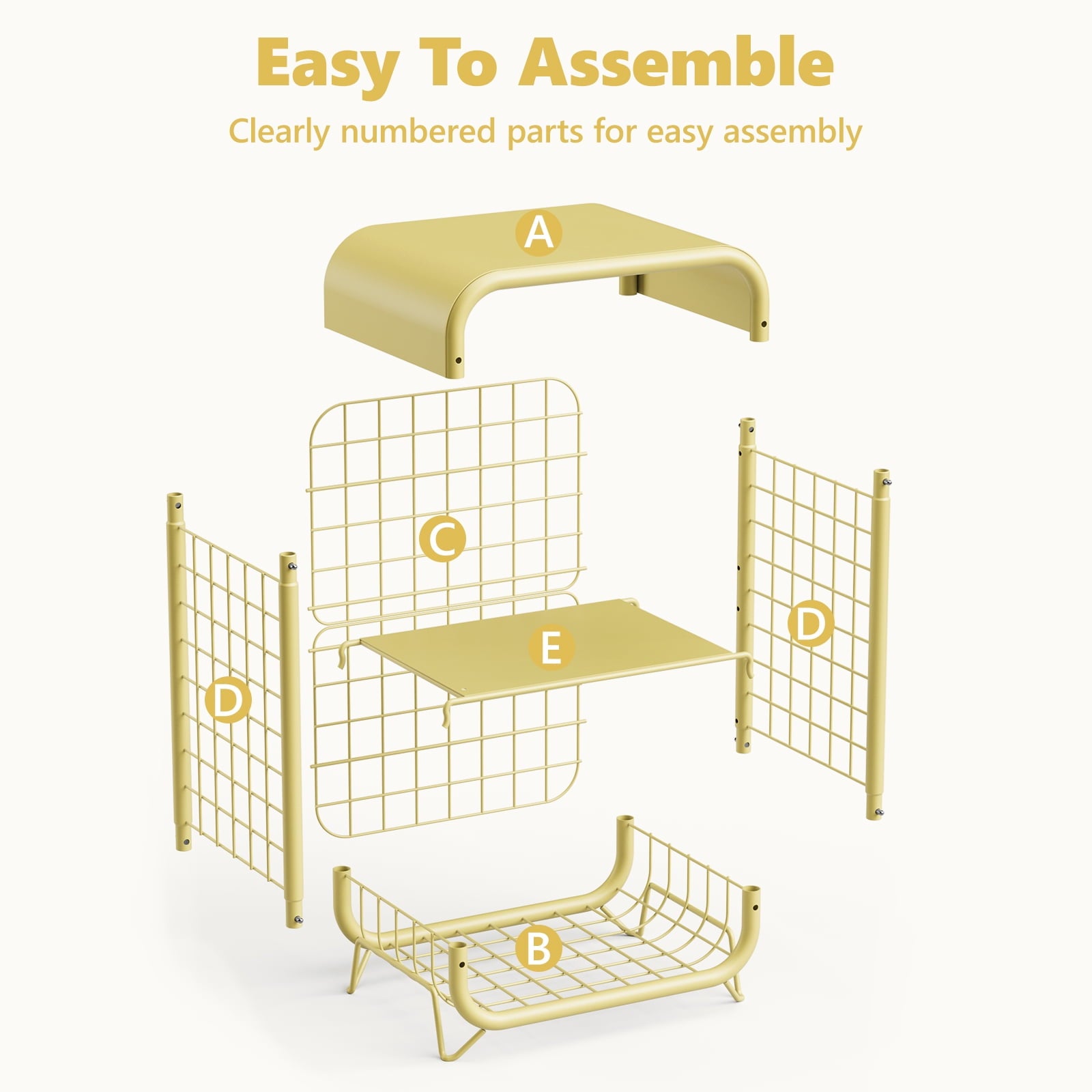 HaiNova 3-Tier Metal Wire Nightstand ,Kids End Table with Anti-Collision Fillet Design ,Sturdy Side Table for Bedroom ,Bathroom ,Living Room & Small Spaces ,Yellow