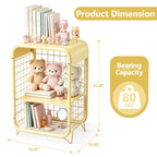 HaiNova 3-Tier Metal Wire Nightstand ,Kids End Table with Anti-Collision Fillet Design ,Sturdy Side Table for Bedroom ,Bathroom ,Living Room & Small Spaces ,Yellow